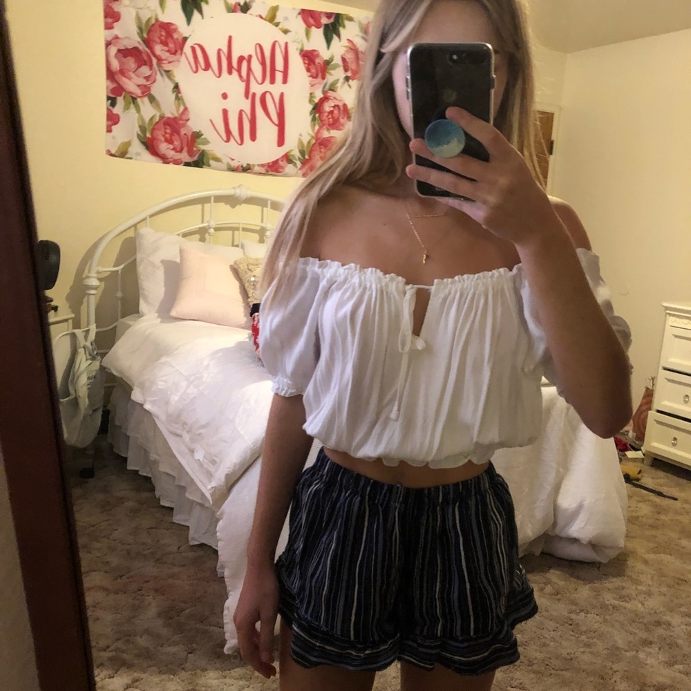 Brandy Melville White Off the Shoulder Top
